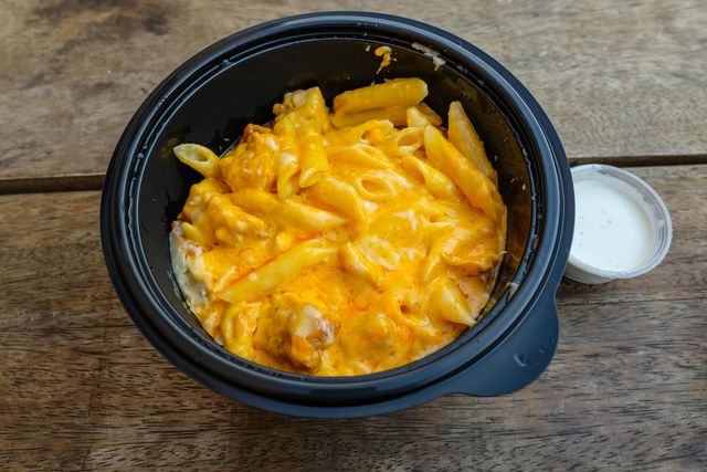 Tub of Buffalo Chicken Mac & Cheese, from Jacob's PIckle ($14)